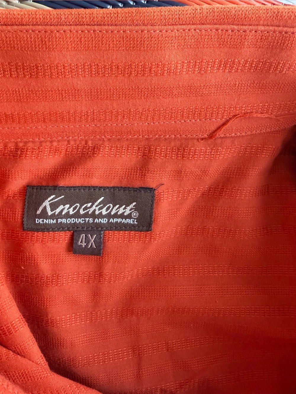 Knockout Men’s 4X Burnt Orange Embroidered Textured Button-Up Shirt NWT - Picture 4 of 8